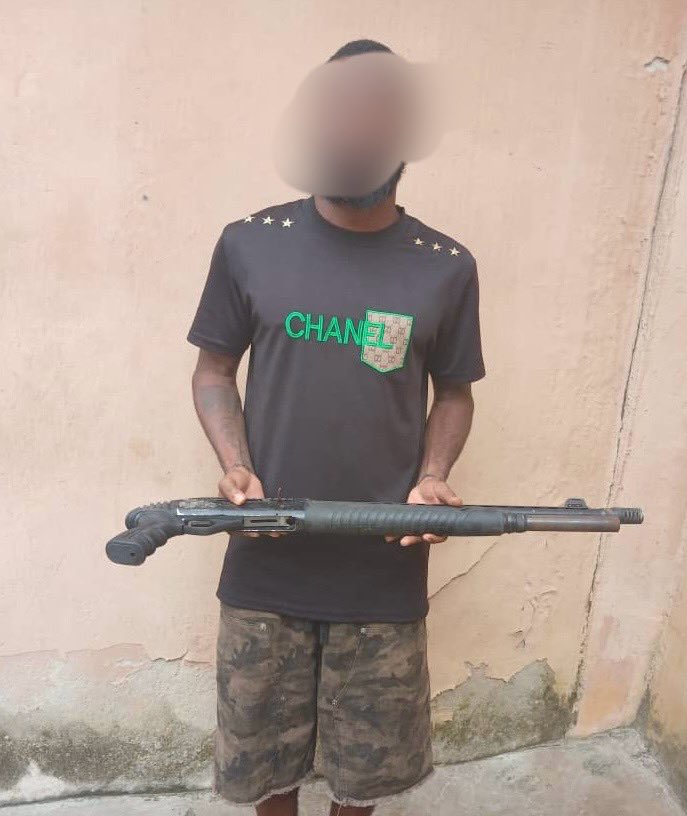 Abia State Police Command has arrested a 28-year-old man, Ugochukwu Precious, over alleged involvement in violent criminal activities, cultism and unlawful possession of firearms in Aba.