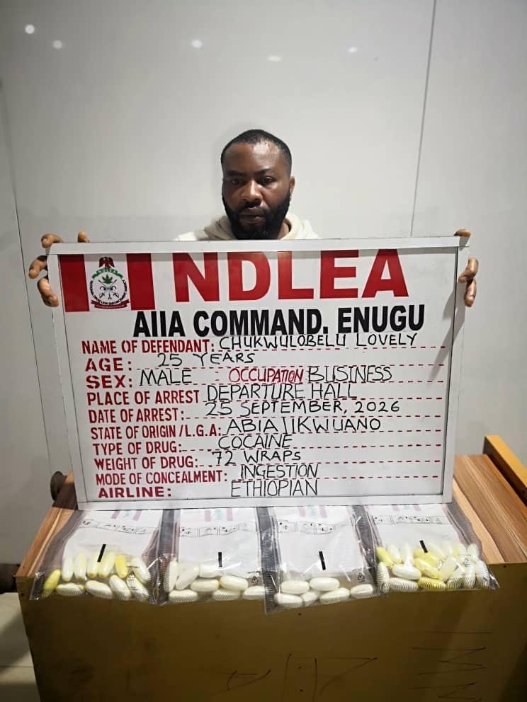 Newlywed Groom Nabbed At Enugu Airport For Swallowing 72 Wraps Of Cocaine