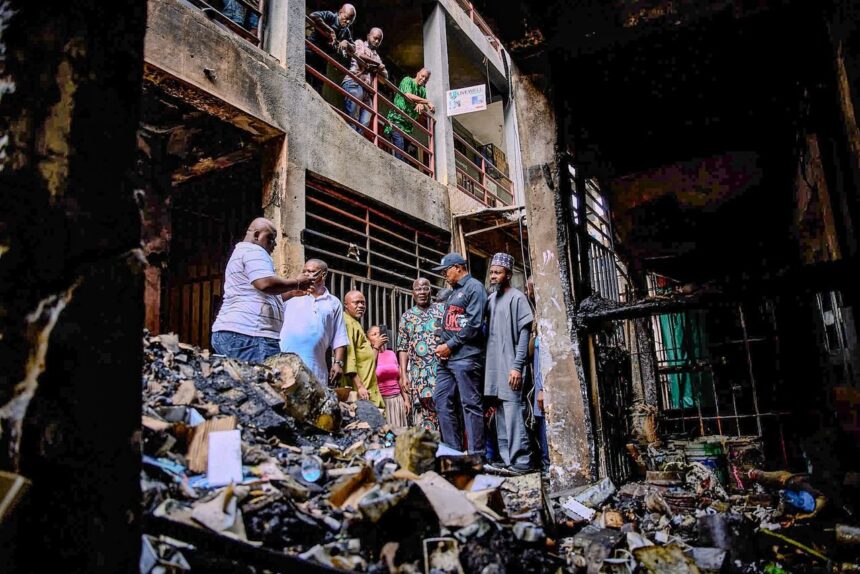 Peter Obi visits Jabi market fire victims