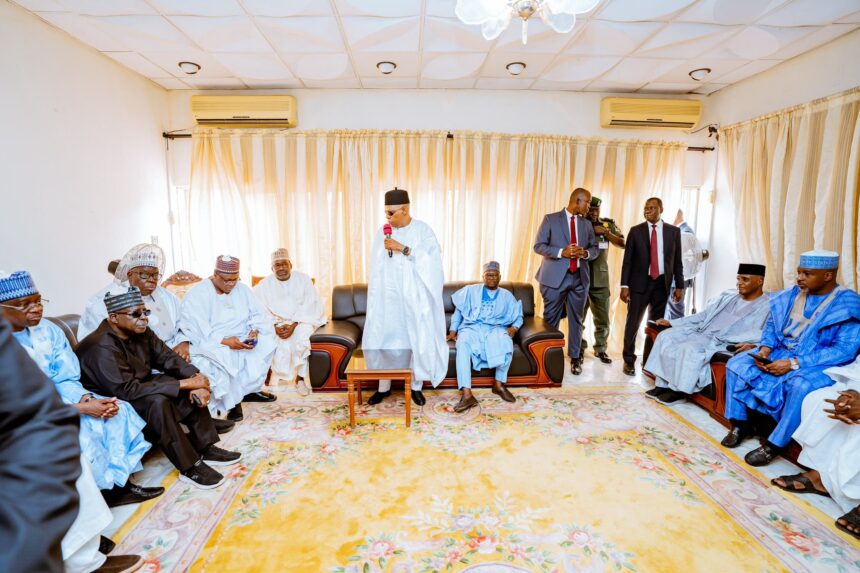 Shettima Pays Condolence Visit to Bamanga Tukur’s Family, Urges Unity