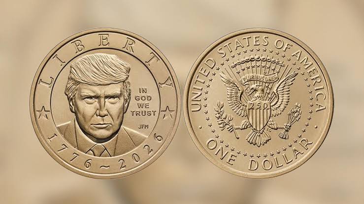 Donald Trump's portrait has made its way on to a US coin, the latest move by the president to put his personal stamp on American institutions.